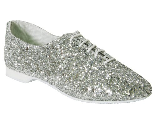 silver sparkly jazz shoes