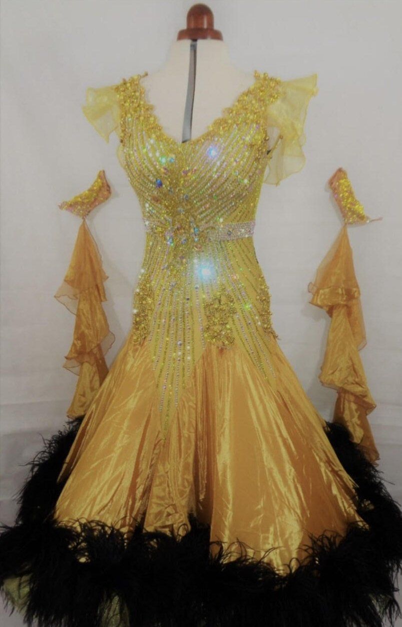 Ballroom dresses and gowns for sale. Advertising board.