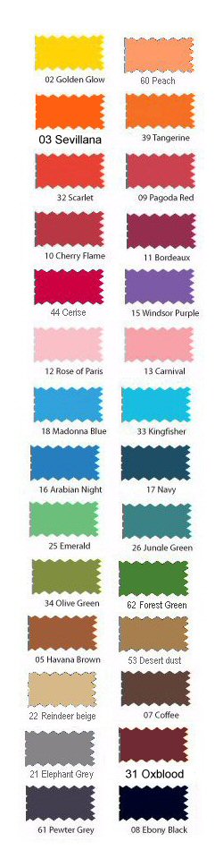 Fabric Dye Color Chart