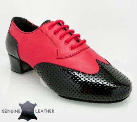 Ray Rose 318 Adolfo mens salsa dance shoes Red leather / black patent