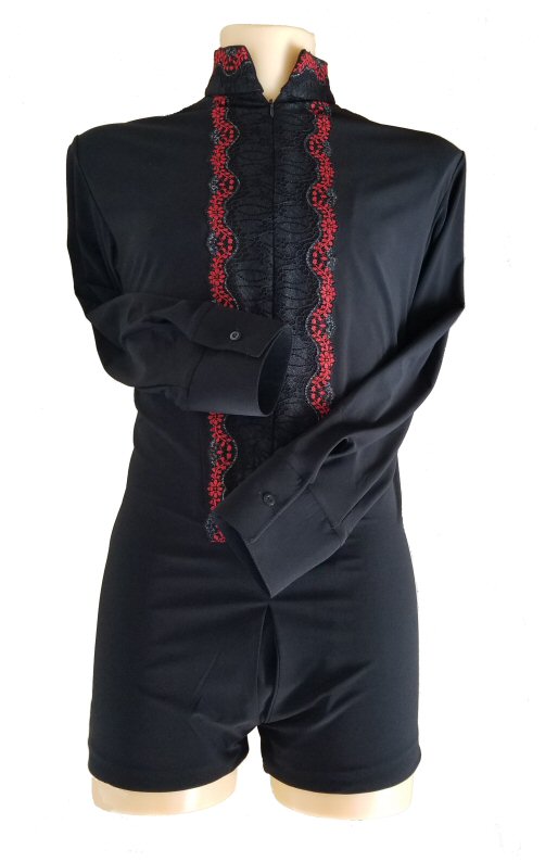 Zip body shirt with Black/Red lace front