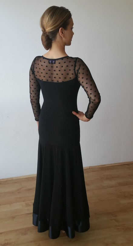 Black Evening dress with polka dots mesh