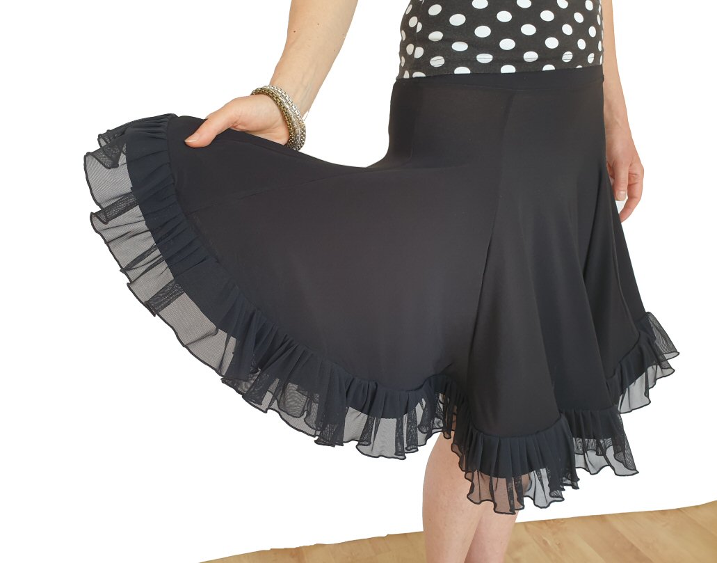 Short Latin skirt with mesh hem