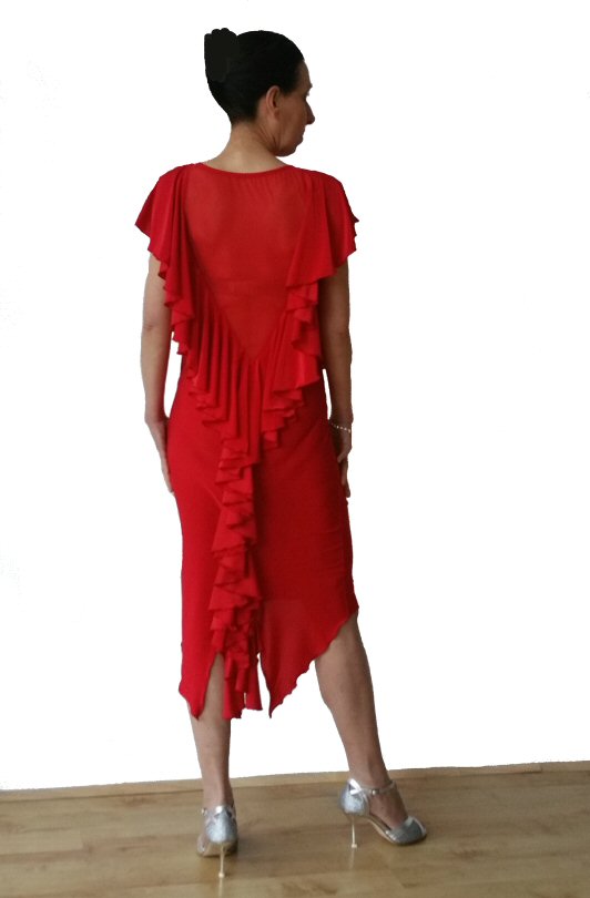 SYMMETRY frill Red Latin dress