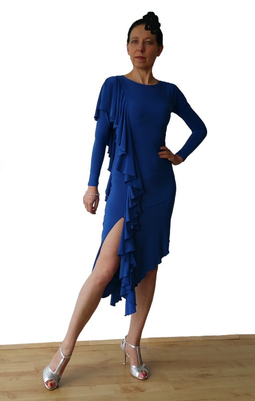 Right side frill Blue Latin dress