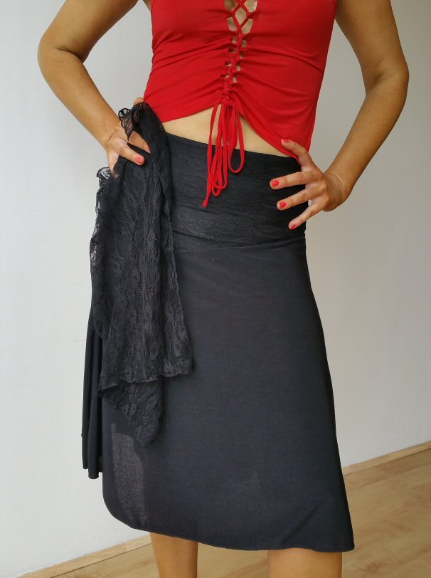 Black tango skirt with lace