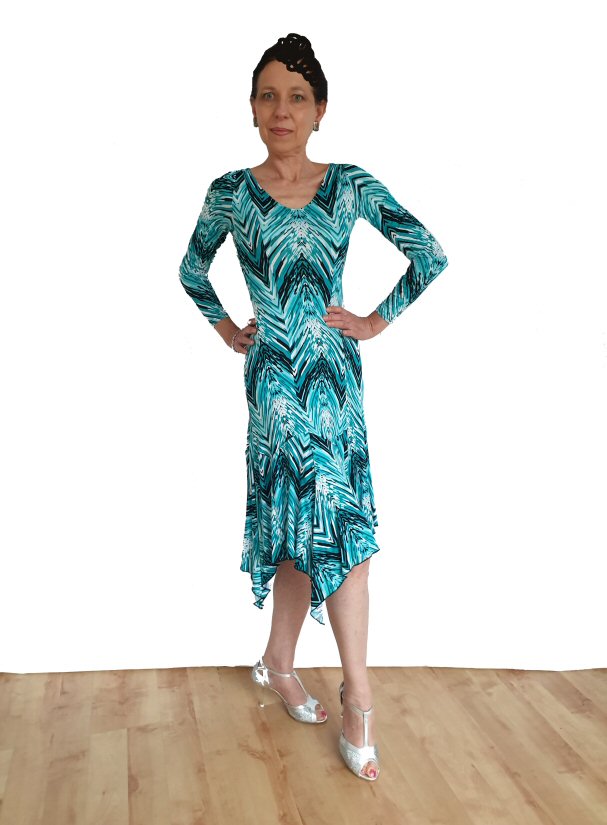 Zig zag print Blue/Green 10 dance practice dress