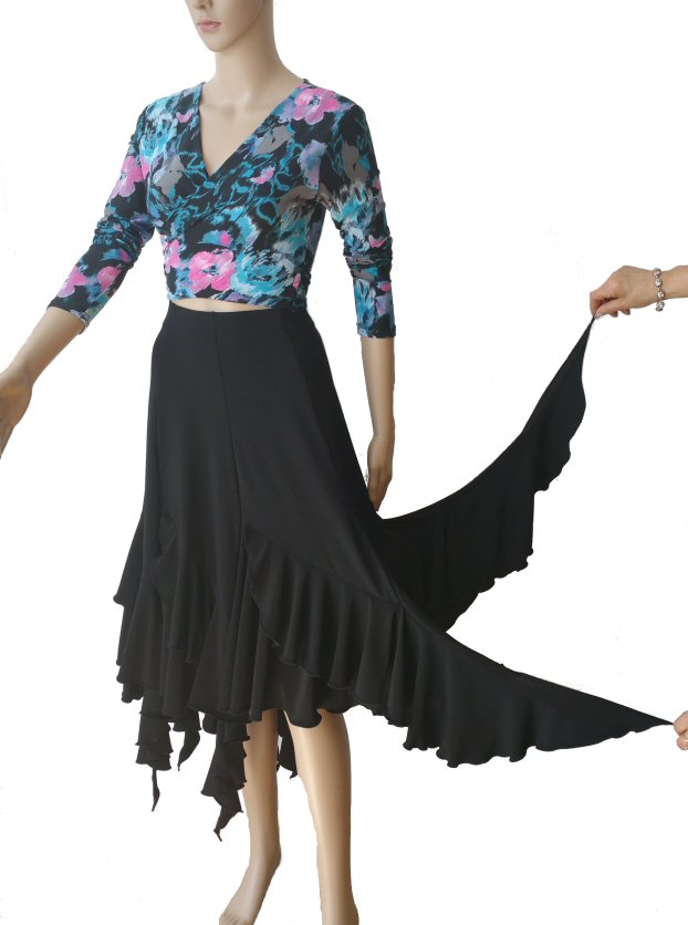 Ballroom skirt with frills and floats