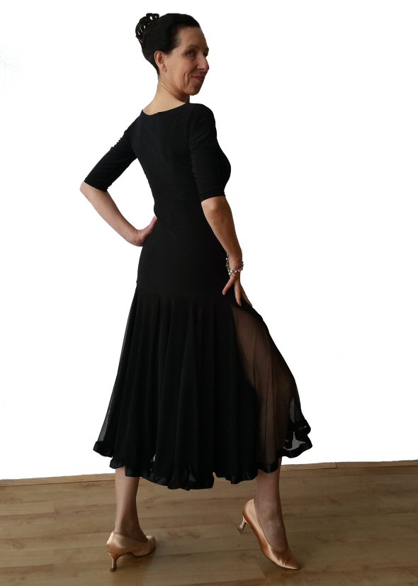 Black Ballroom dress with net godets