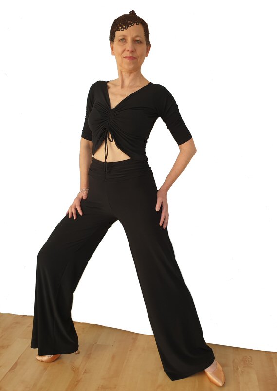 Wide leg trousers with ruching
