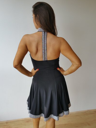 Latin or Tango dress with Silver trim neck