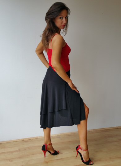 Black Ballroom Latin Tango stretchy dance skirt
