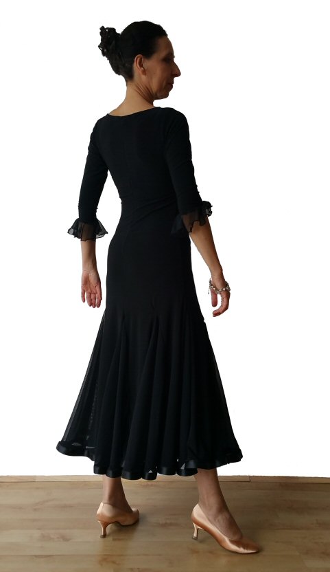 Black Ballroom dress with net godets