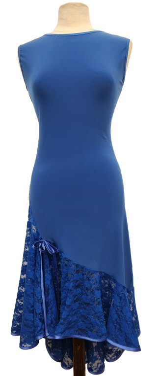 Open back blue lace milonga argentine tango dress