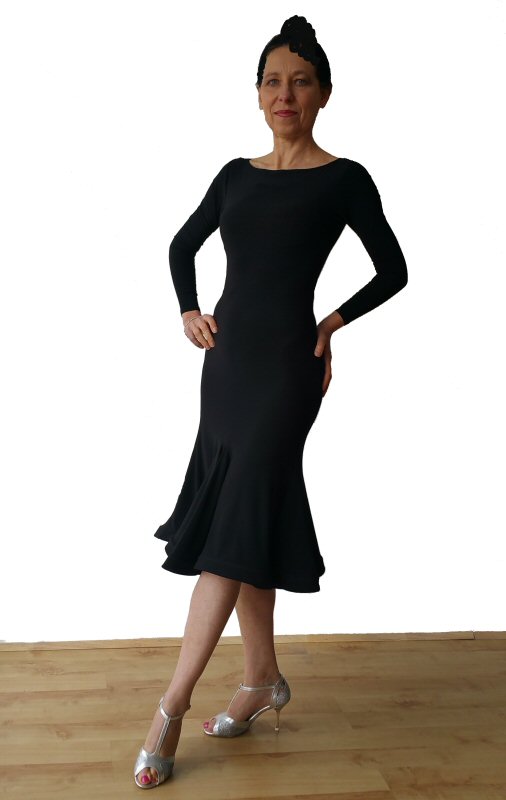 Long sleeve Open back Latin dress