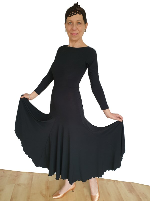 Ballroom dress with back ruching and frill