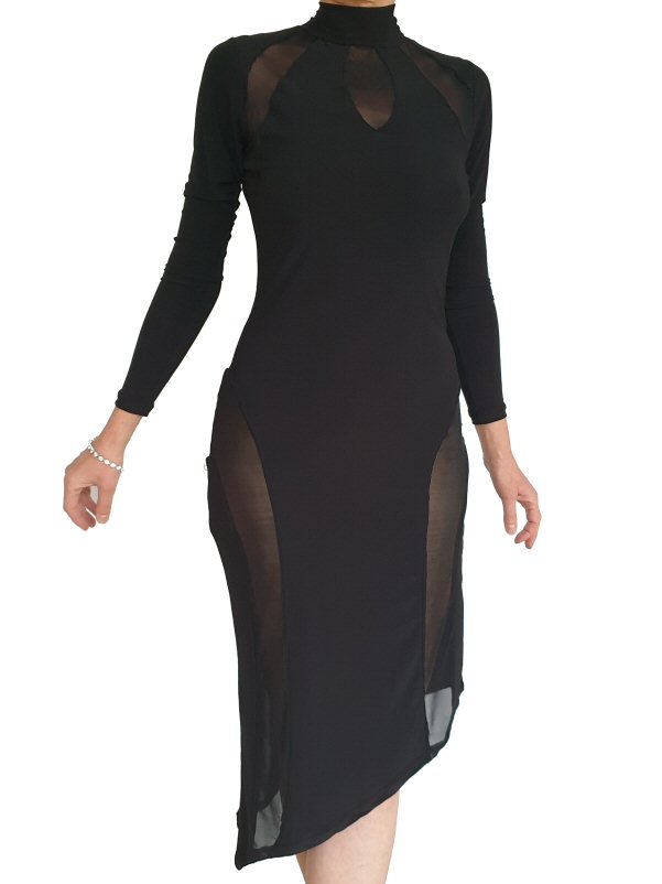 Latin dress with see-through mesh