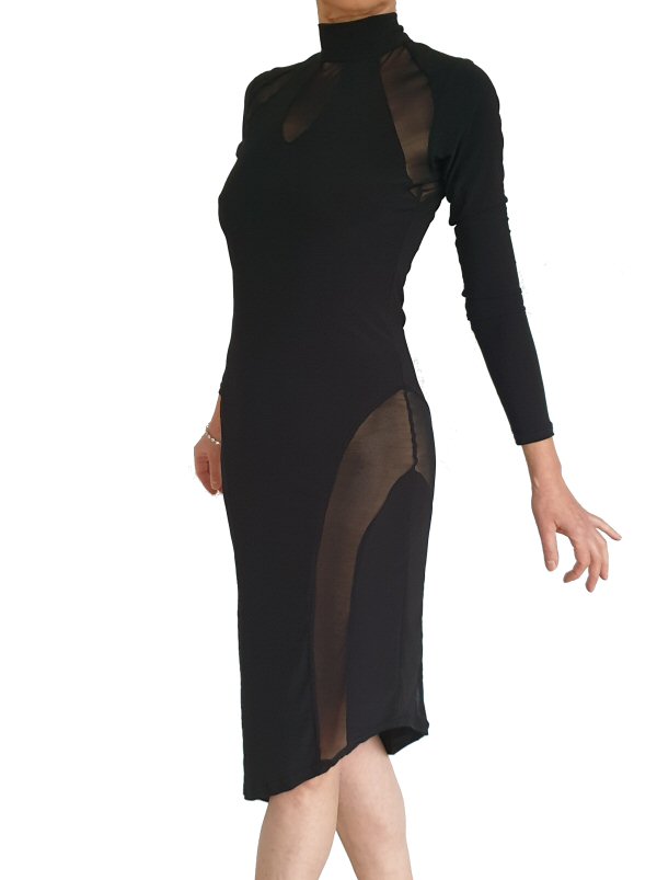 Latin dress with see-through mesh