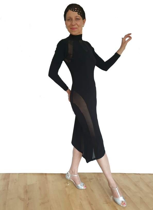 Latin dress with see-through mesh